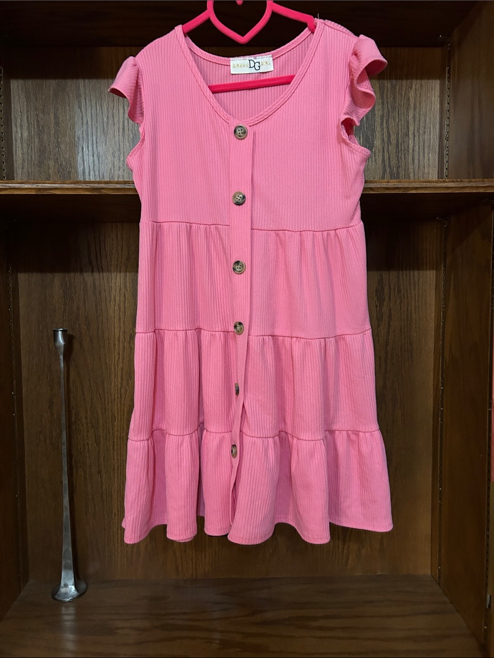 Dreamgirl Pink Tiered Button-Down Dress